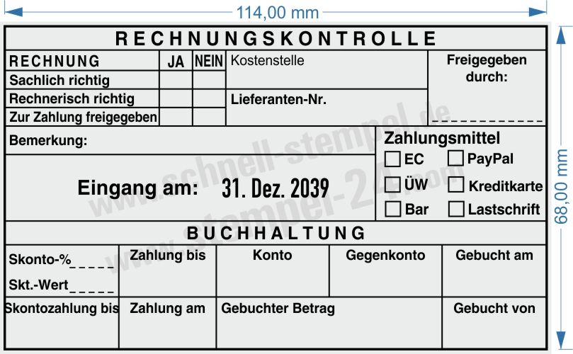 Muster Kontierungsstempel Rechnungskontrolle Zahlungsmittel gebuchter Betrag Muster Kontierungsstempel Rechnungskontrolle Zahlungsmittel gebuchter Betrag