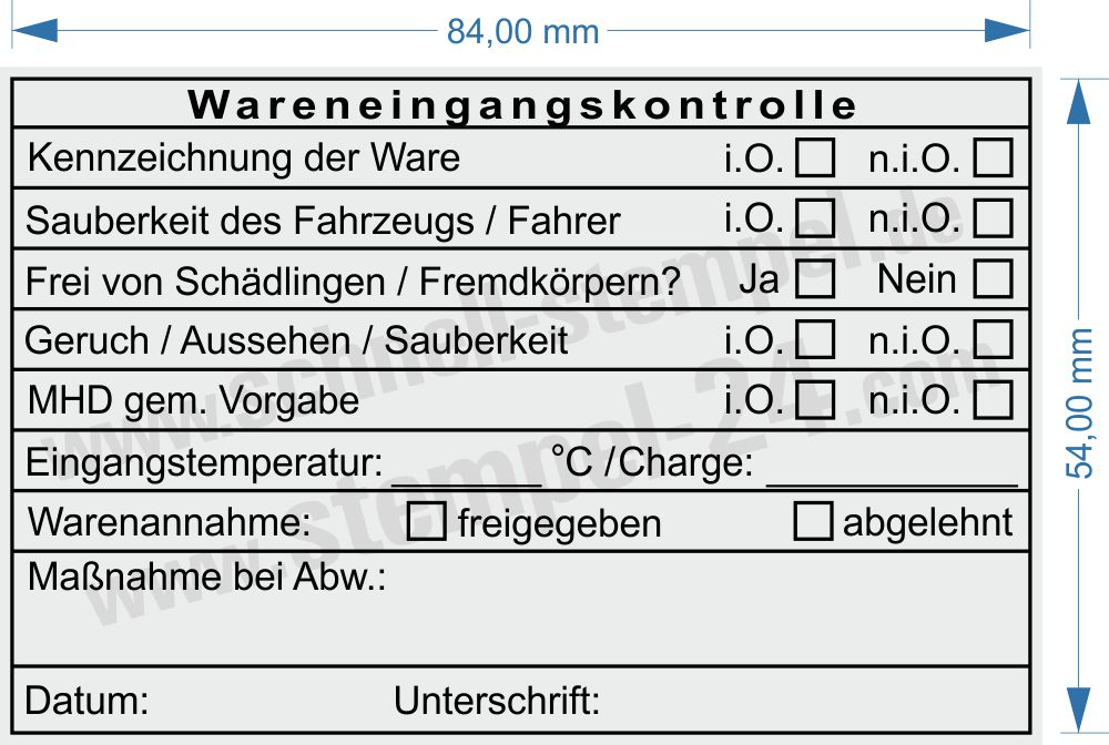 Stempel Warenannahme Lebensmittelkontrolle Charge Stempel Warenannahme Lebensmittelkontrolle Charge