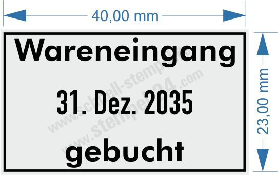 Abdruckmuster Schwarz Wareneingang Datum Gebucht