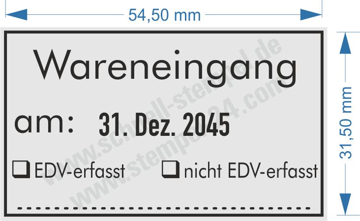 Stempel Wareneingang am EDV erfasst EDV nicht erfasst