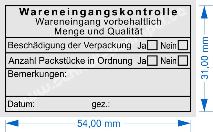 Stempel-Wareneingangskontrolle-Bemerkung