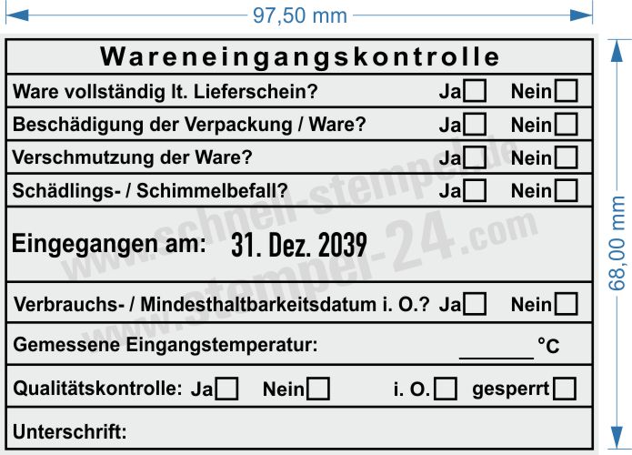 Stempel Lebensmittel Wareneingangskontrolle Schädlingsbefall / Schimmelbefall Stempel Lebensmittel Wareneingangskontrolle Schädlingsbefall / Schimmelbefall
