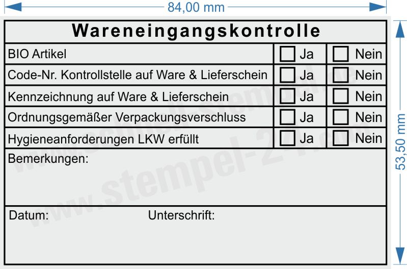 Stempel Warenkontrolle HACCP nach Grundsätzen und Hygieneanforderungen