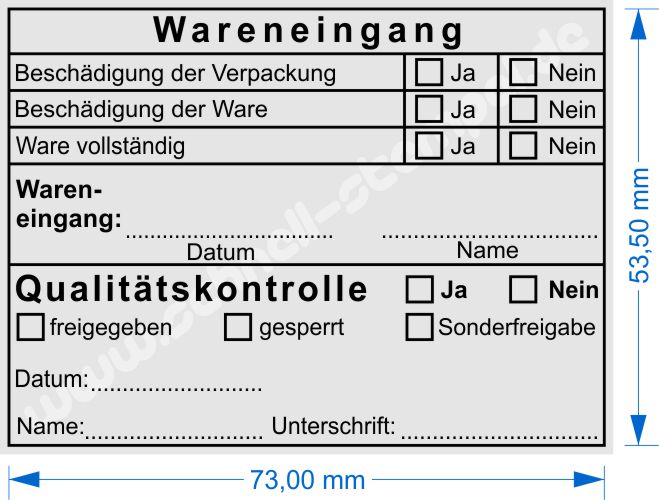 Muster Qualitätskontrolle Wareneingang Sonderfreigabe