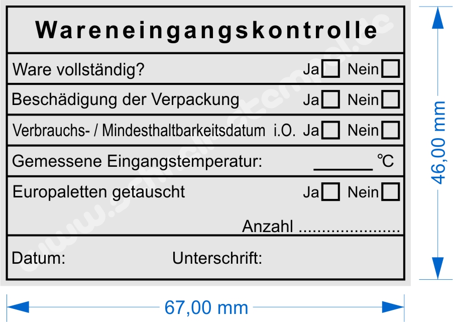 Stempel Wareneingangskontrolle Gastronomie