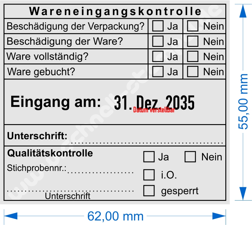 Wareneingangskontrollstempel Stichprobe