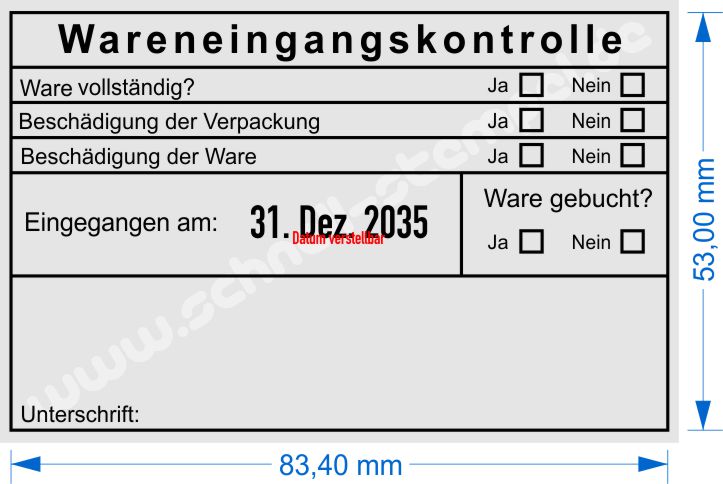 Stempel Wareneingangskontrolle Ware gebucht