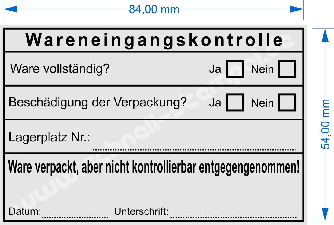 Stempel Wareneingangskontrolle Ware vollständig