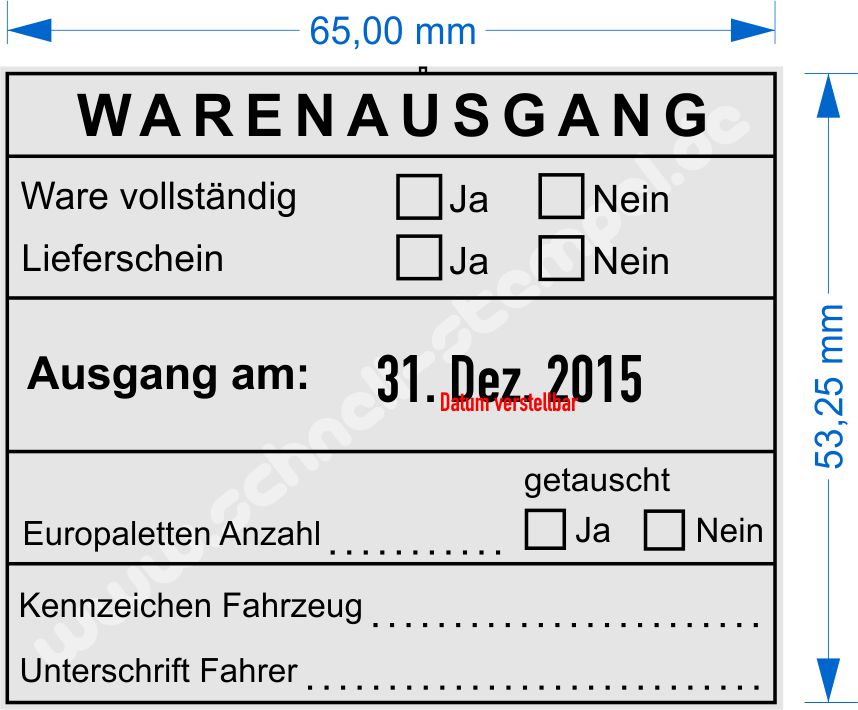 Stempel Warenausgang Ware vollständig Lieferschein Europaletten getauscht