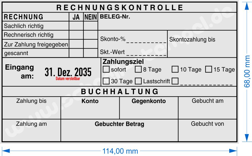 Muster Kontierungsstempel Rechnungskontrolle Belegnummer Zahlungsziel