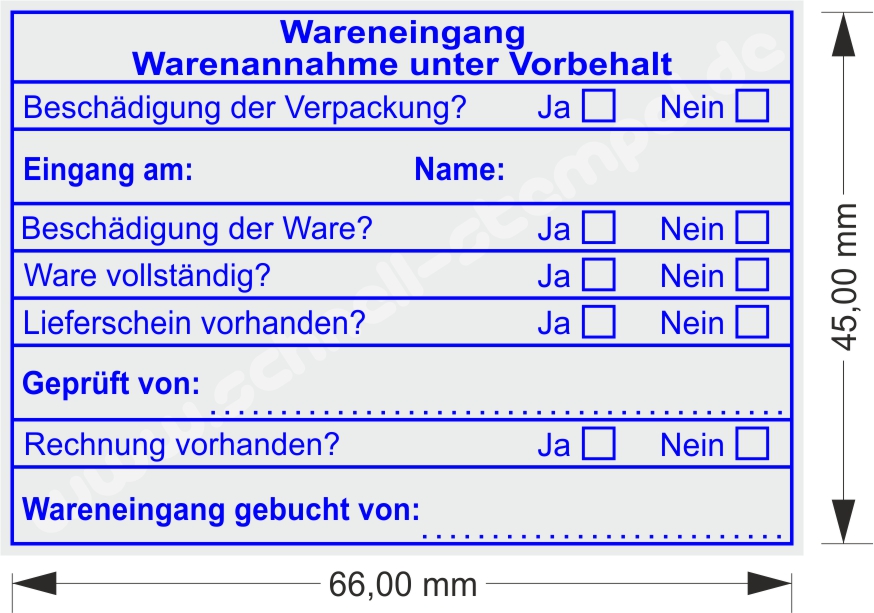 Stempelabdruch blau Wareneingang gebucht von Stempelabdruch blau Wareneingang gebucht von