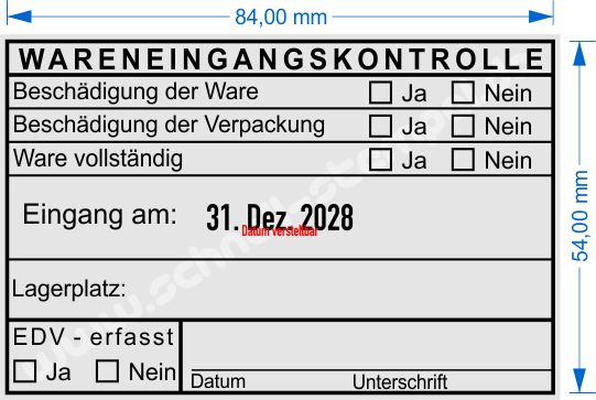 Stempel Wareneingangskontrolle EDV erfasst