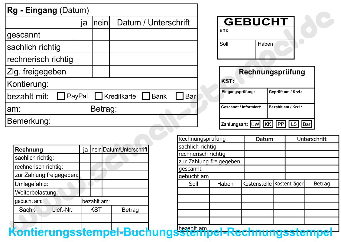 Kontierungsstempel Buchhaltungsstempel Rechnungsstempel mit verschiedenen Muster zum Kauf